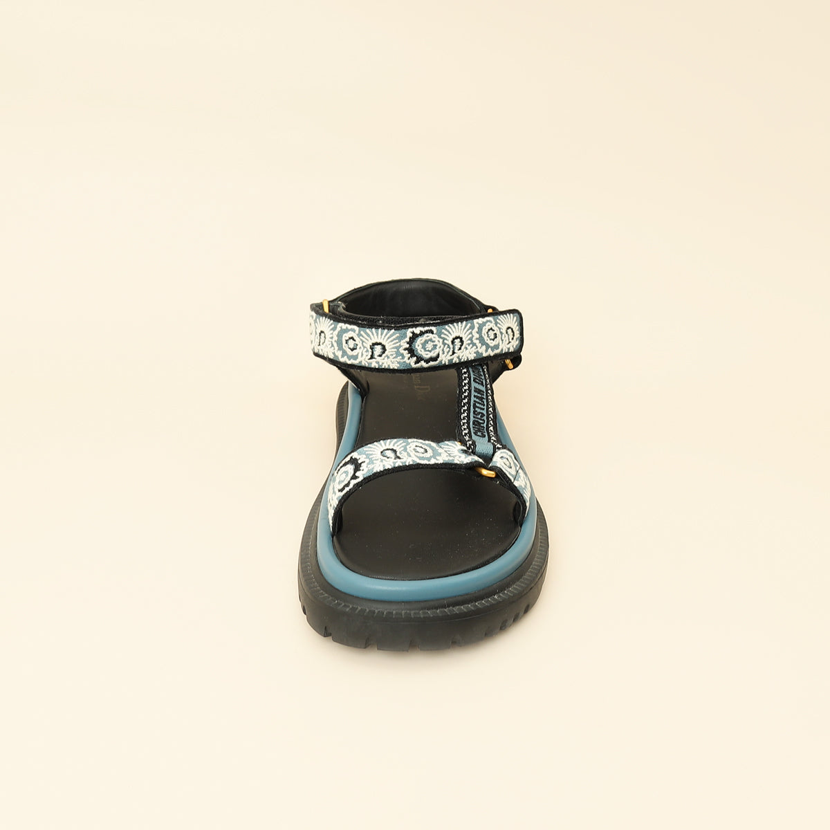 Christian Dior Blue Multicolor D-Wave Cotton Embroidered Sandal 39-Christian Dior-THE CLOSET