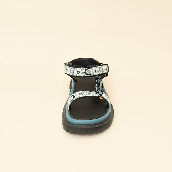 Christian Dior Blue Multicolor D-Wave Cotton Embroidered Sandal 39-Christian Dior-THE CLOSET