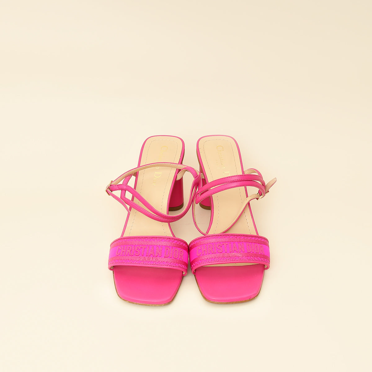 Christian Dior Fuchsia Dway Embroidered Heel Sandal 39-Christian Dior-THE CLOSET