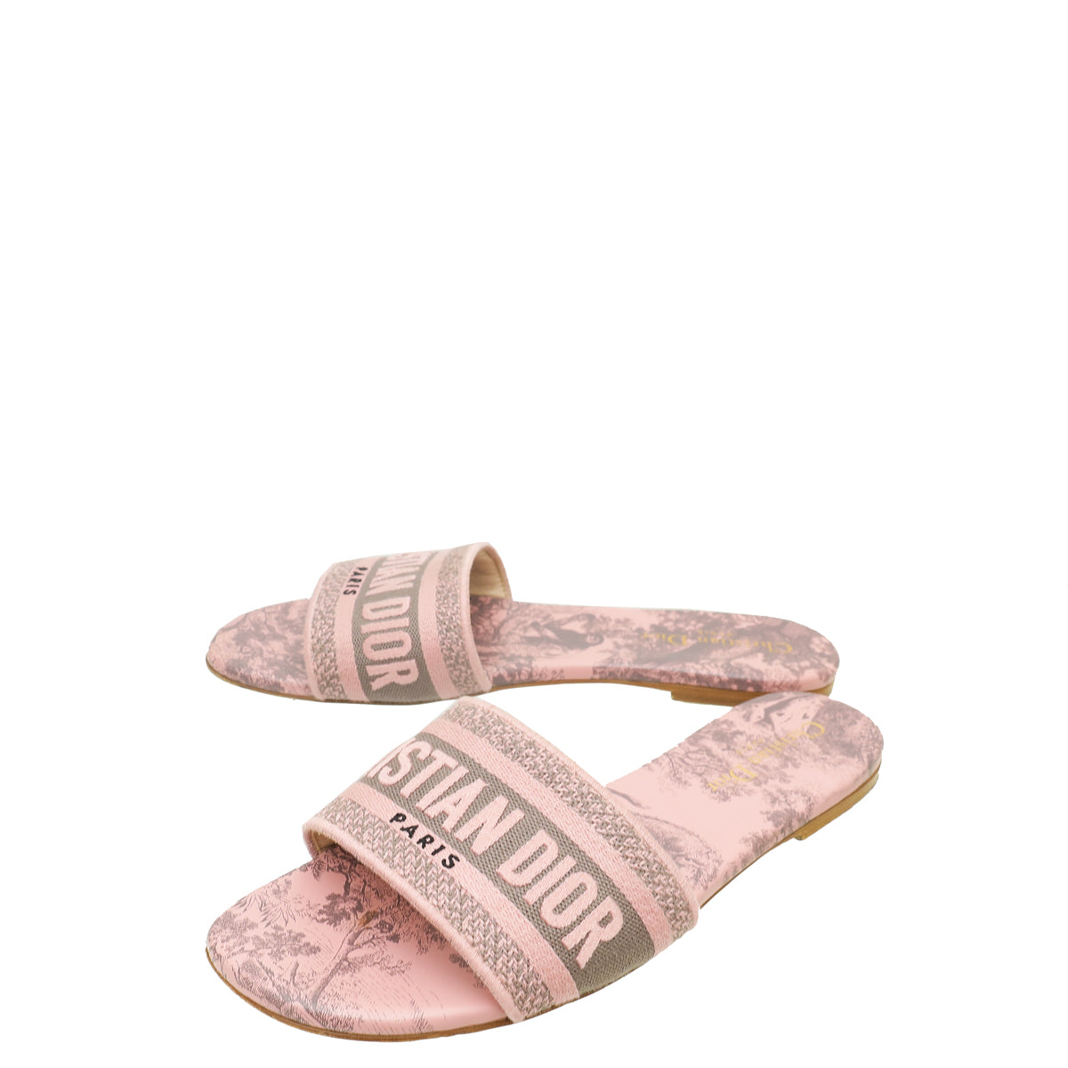 Christian Dior Bicolor Toile De Jouy Soleil Motif Dway Sandals 39-Christian Dior-THE CLOSET