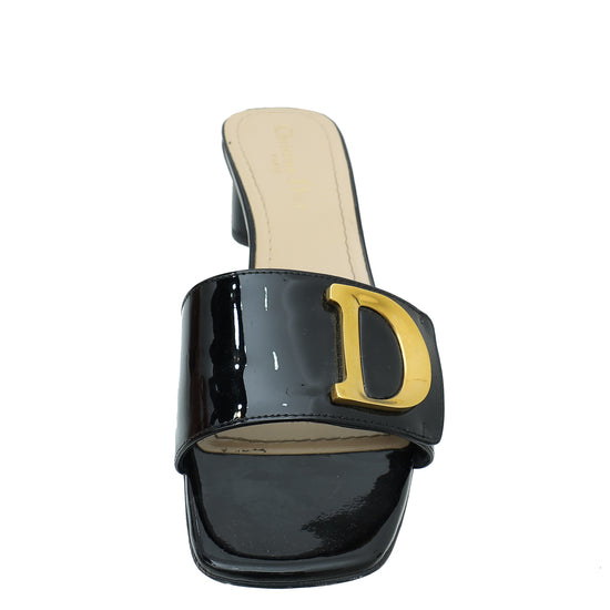 Christian Dior Black Or C'est Dior Heeled Slide 40
