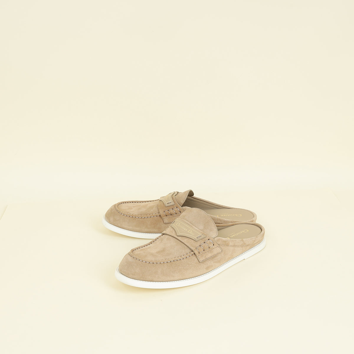 Christian Dior Beige Boy Suede Mules 40