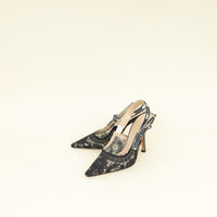 Christian Dior Black J'adior Lace Embroidered Slingback Pump 41