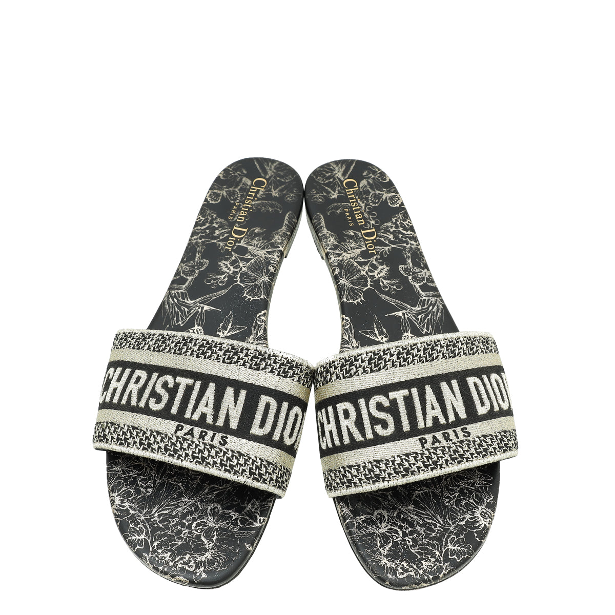 Christian Dior Dway Toile de Jouy Mexico Embroidered Flat Sandals