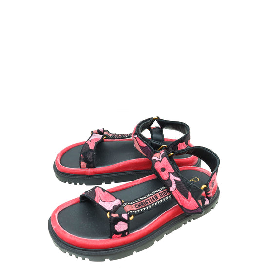Christian Dior Multicolor D-Wave Cotton Embroidered Sandal 38.5