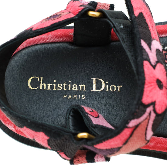 Christian Dior Multicolor D-Wave Cotton Embroidered Sandal 38.5