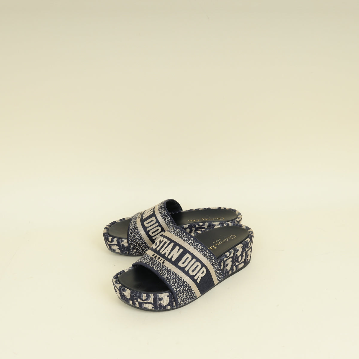Christian Dior Navy Oblique Dway Platform Sandals 35 – THE CLOSET
