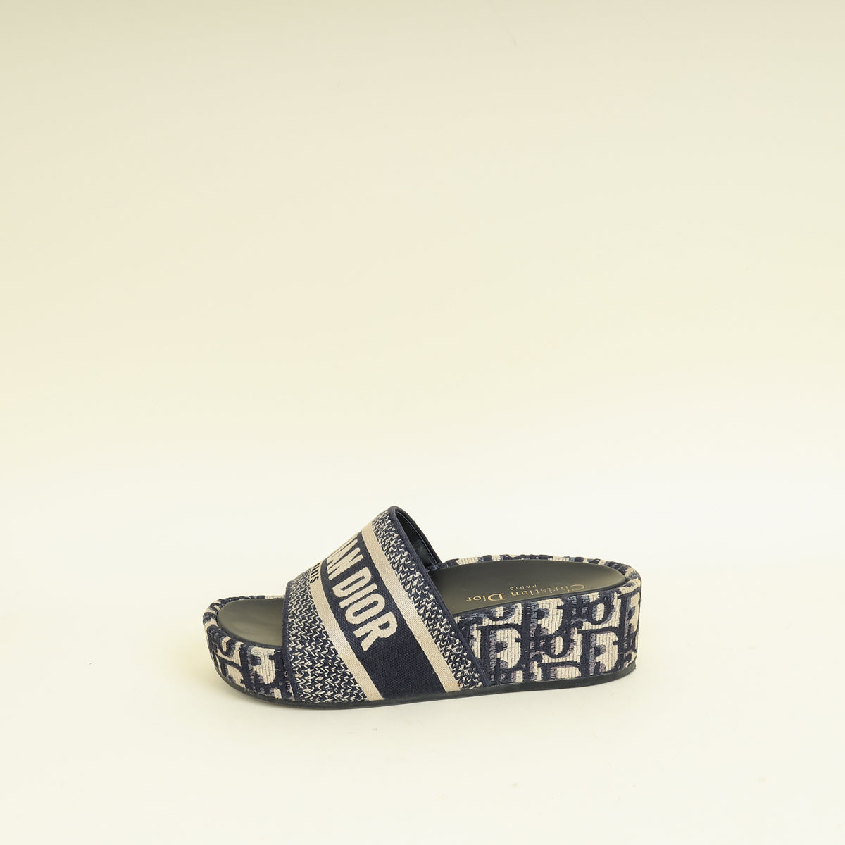 Christian Dior Navy Oblique Dway Platform Sandals 35