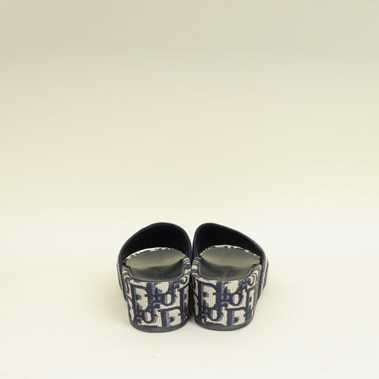 Christian Dior Navy Oblique Dway Platform Sandals 35