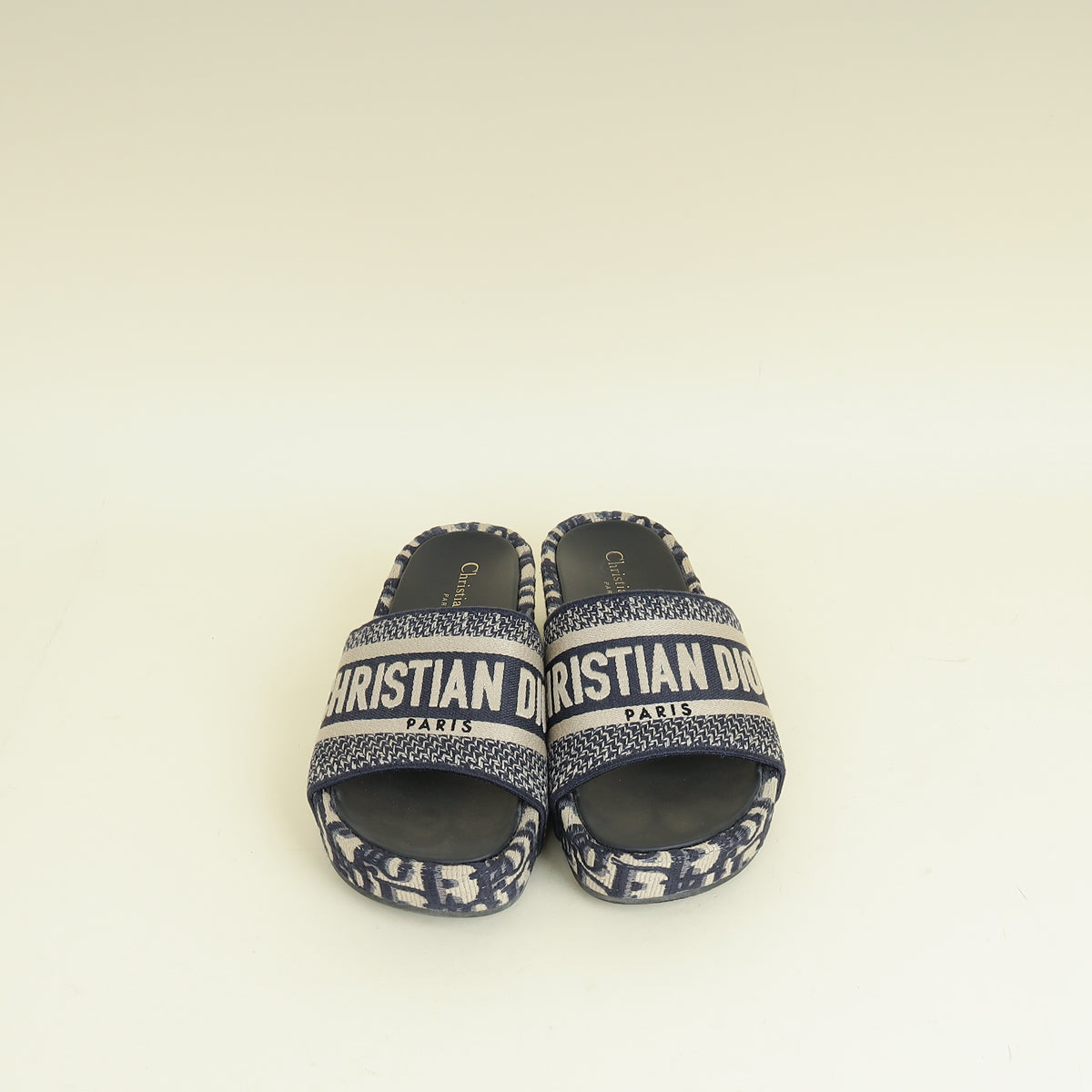 Christian Dior Navy Oblique Dway Platform Sandals 35