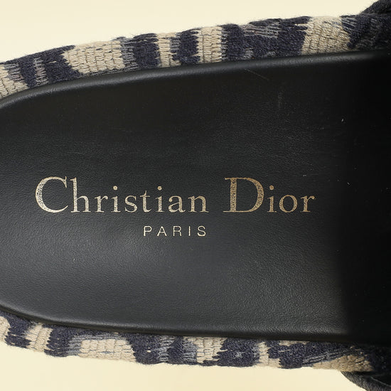 Christian Dior Navy Oblique Dway Platform Sandals 35