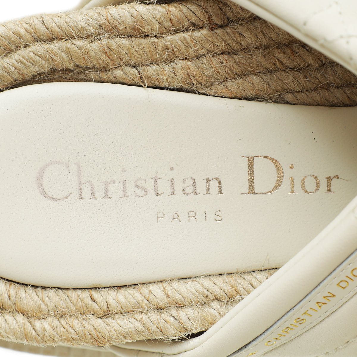 Christian Dior Cream Cannage D Twist Slide Sandal 35