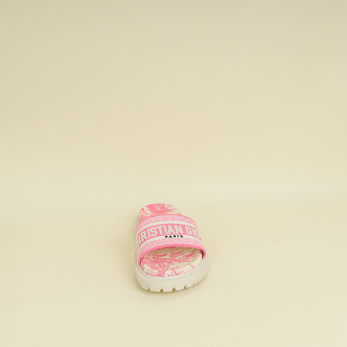 Christian Dior Bicolor Dway Toile De Jouy Embroidered Flat Slide Sandals 36.5