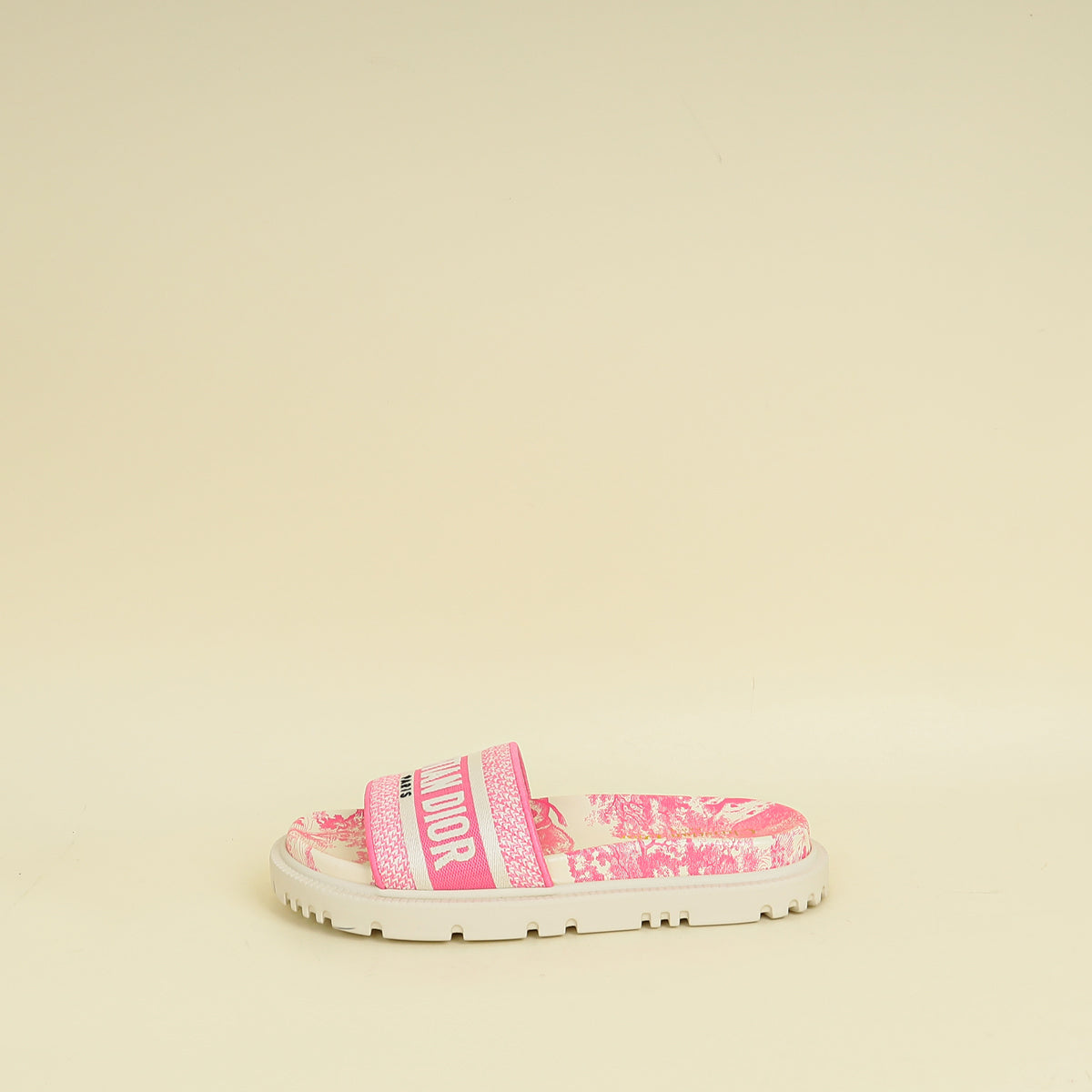 Christian Dior Bicolor Dway Toile De Jouy Embroidered Flat Slide Sandals 36.5