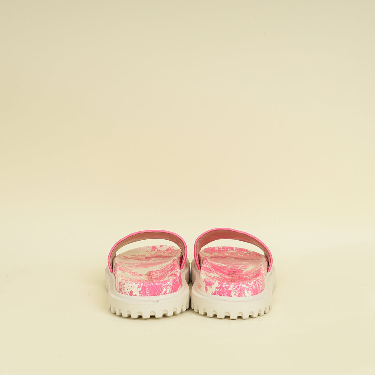 Christian Dior Bicolor Dway Toile De Jouy Embroidered Flat Slide Sandals 36.5