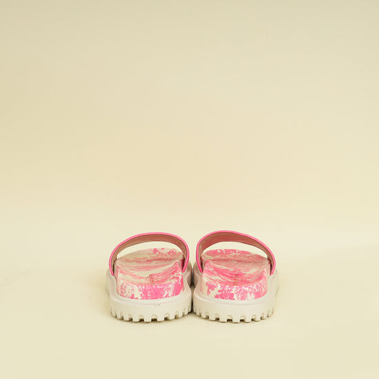 Christian Dior Bicolor Dway Toile De Jouy Embroidered Flat Slide Sandals 36.5