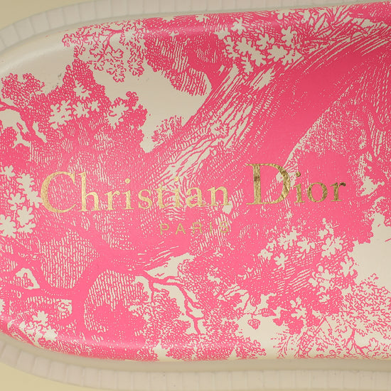 Christian Dior Bicolor Dway Toile De Jouy Embroidered Flat Slide Sandals 36.5