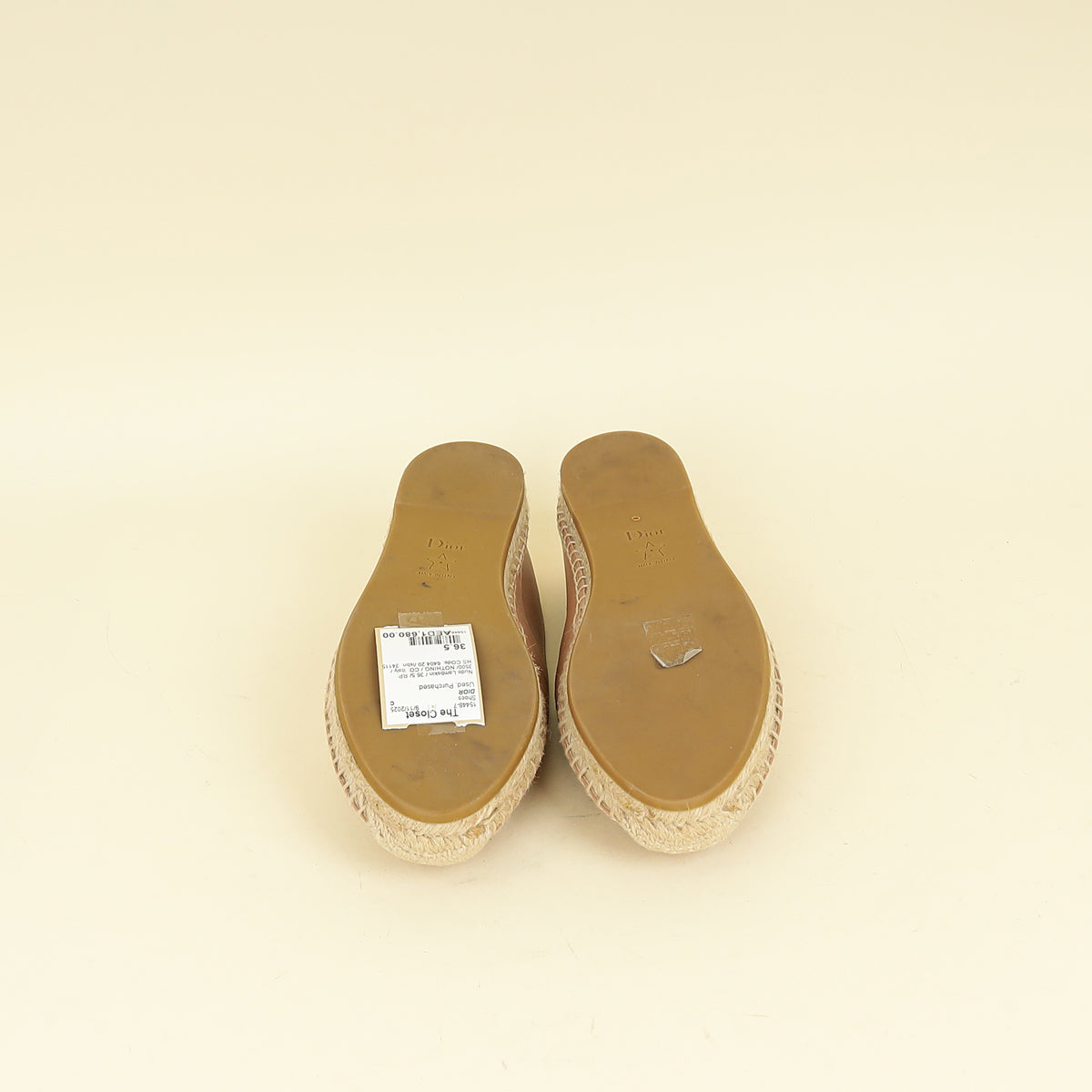 Christian Dior Nude Granville Lambskin Espadrille 36.5
