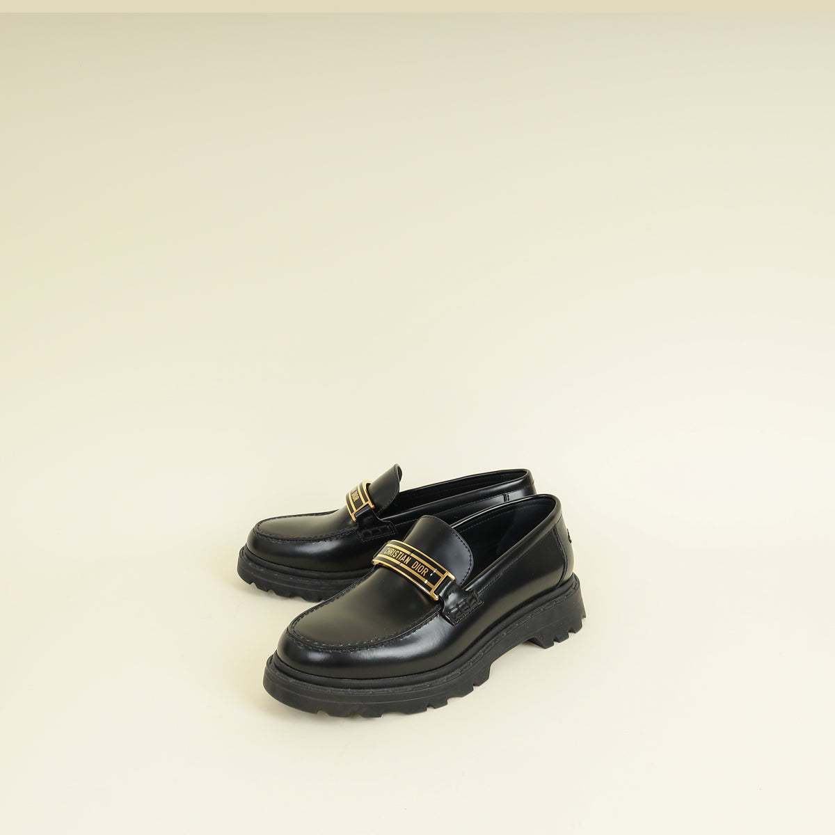 Christian Dior Black Brushed Code Loafers 36.5