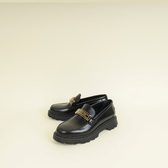 Christian Dior Black Brushed Code Loafers 36.5