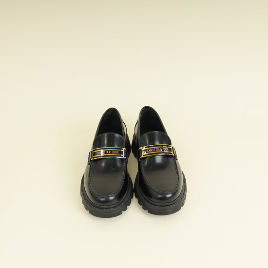 Christian Dior Black Brushed Code Loafers 36.5