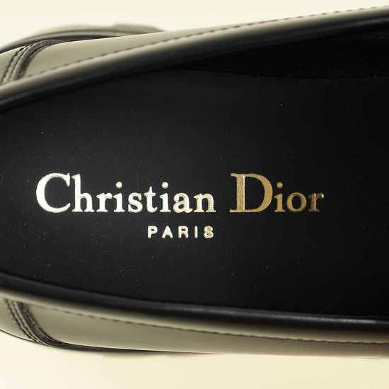 Christian Dior Black Brushed Code Loafers 36.5