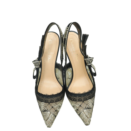 Christian Dior Bicolor Butterfly Motif Mesh Embroidered J'Adior Slingback 36
