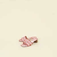 Christian Dior Coral Toile de Jouy Sauvage Motif Dway Heeled Slide Sandals 36