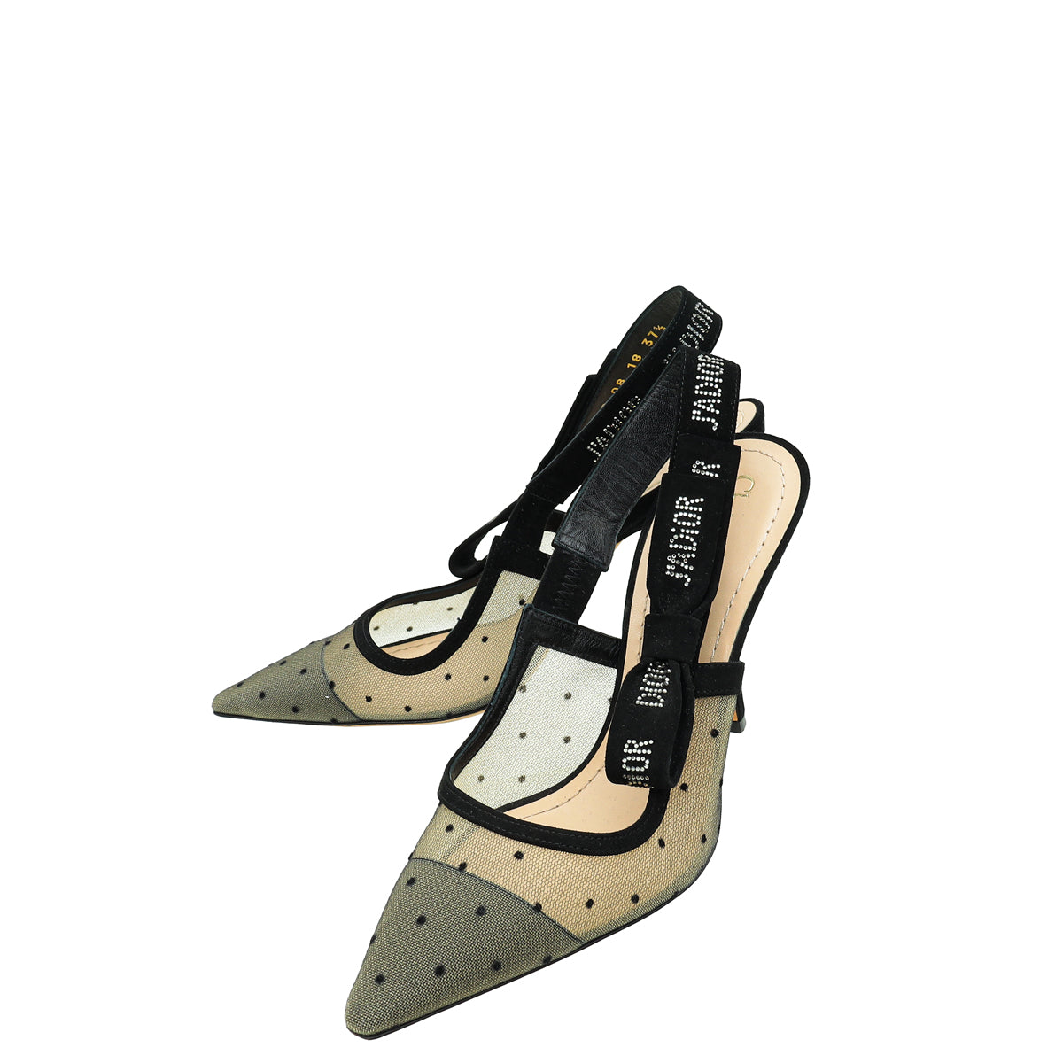 Christian Dior Black J'adior Mesh Dot Slingback Pump 37.5-Christian Dior-THE CLOSET