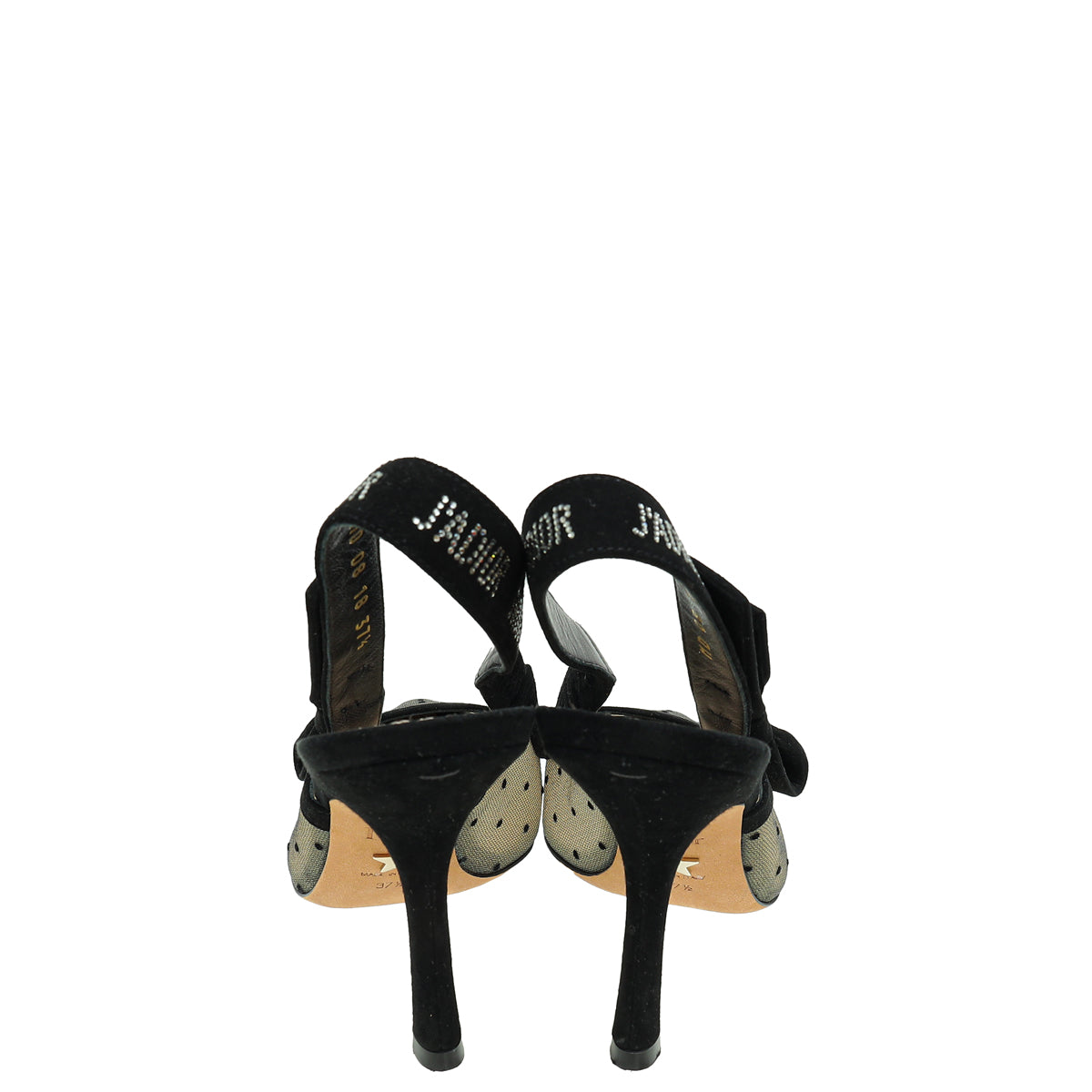 Christian Dior Black J'adior Mesh Dot Slingback Pump 37.5-Christian Dior-THE CLOSET