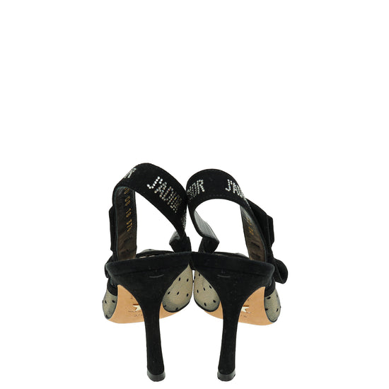 Christian Dior Black J'adior Mesh Dot Slingback Pump 37.5-Christian Dior-THE CLOSET