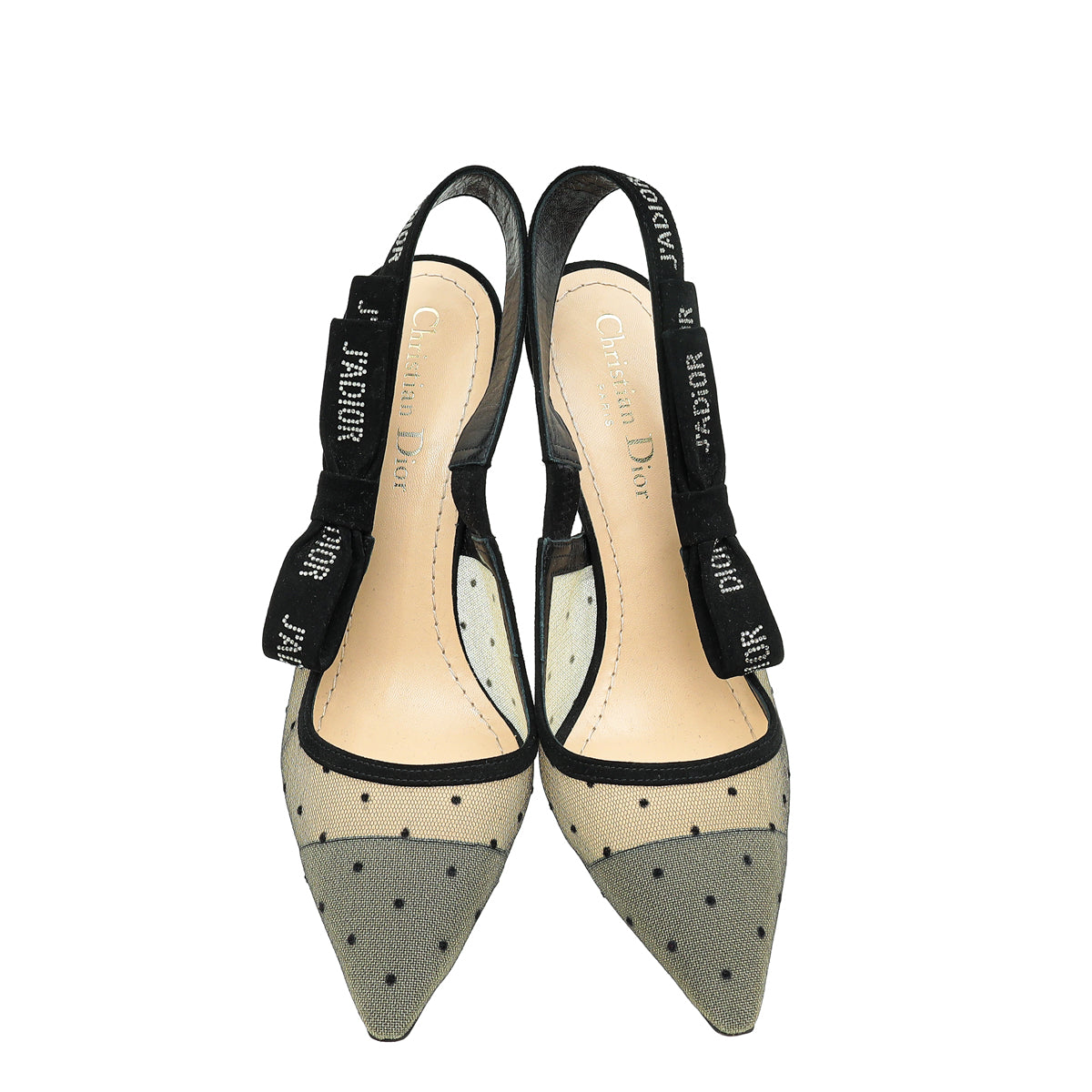 Christian Dior Black J'adior Mesh Dot Slingback Pump 37.5-Christian Dior-THE CLOSET