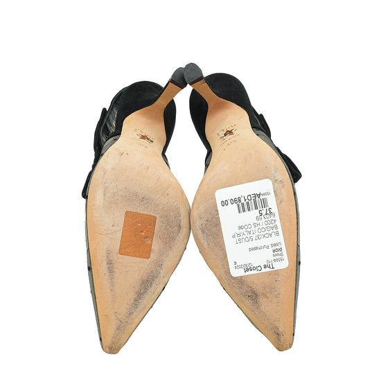 Christian Dior Black J'adior Mesh Dot Slingback Pump 37.5-Christian Dior-THE CLOSET