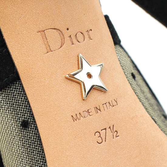Christian Dior Black J'adior Mesh Dot Slingback Pump 37.5-Christian Dior-THE CLOSET