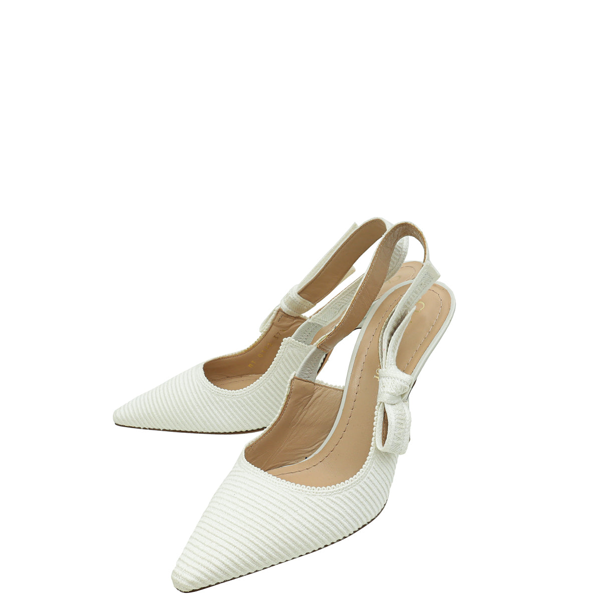 Christian Dior White J'adior Technical Fabric Slingback Pump 37.5-Christian Dior-THE CLOSET