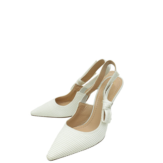 Christian Dior White J'adior Technical Fabric Slingback Pump 37.5