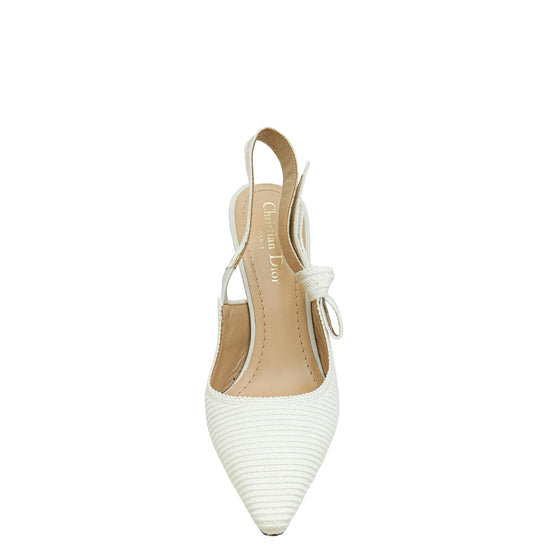 Christian Dior White J'adior Technical Fabric Slingback Pump 37.5