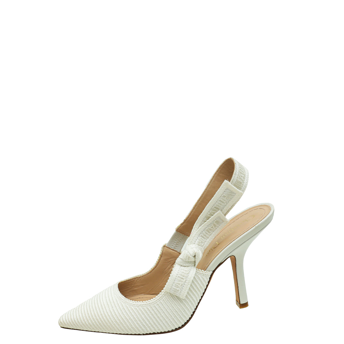 Christian Dior White J'adior Technical Fabric Slingback Pump 37.5