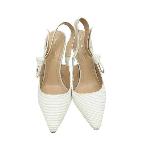 Christian Dior White J'adior Technical Fabric Slingback Pump 37.5