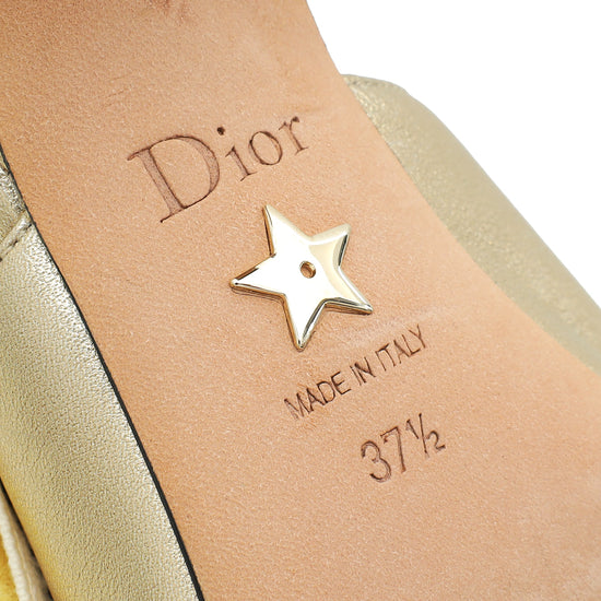 Christian Dior Gold Applique Flowers J'Adior Slingback Pump 37.5