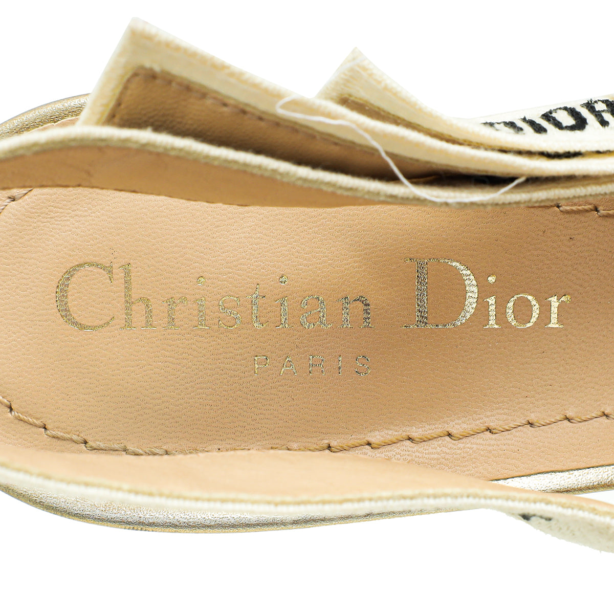 Christian Dior Gold Applique Flowers J'Adior Slingback Pump 37.5