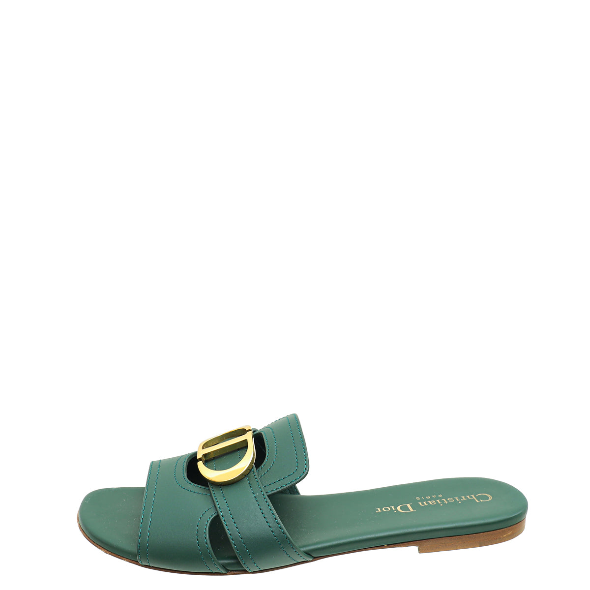 Christian Dior Leaf Green 30 Montaigne Flat Sandal 37.5