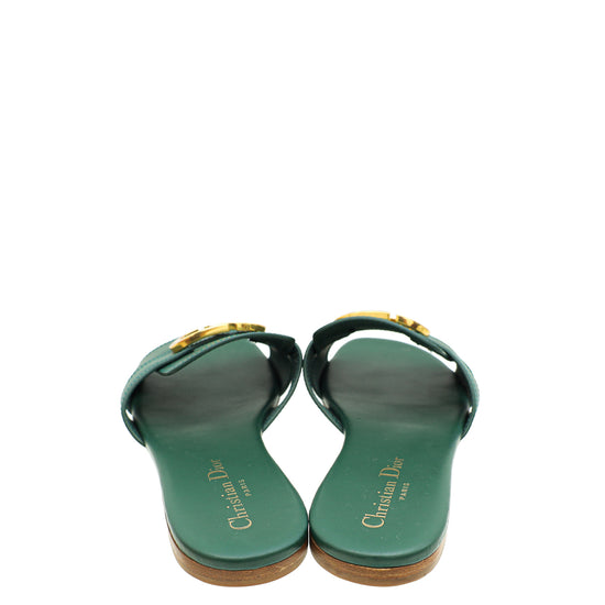 Christian Dior Leaf Green 30 Montaigne Flat Sandal 37.5