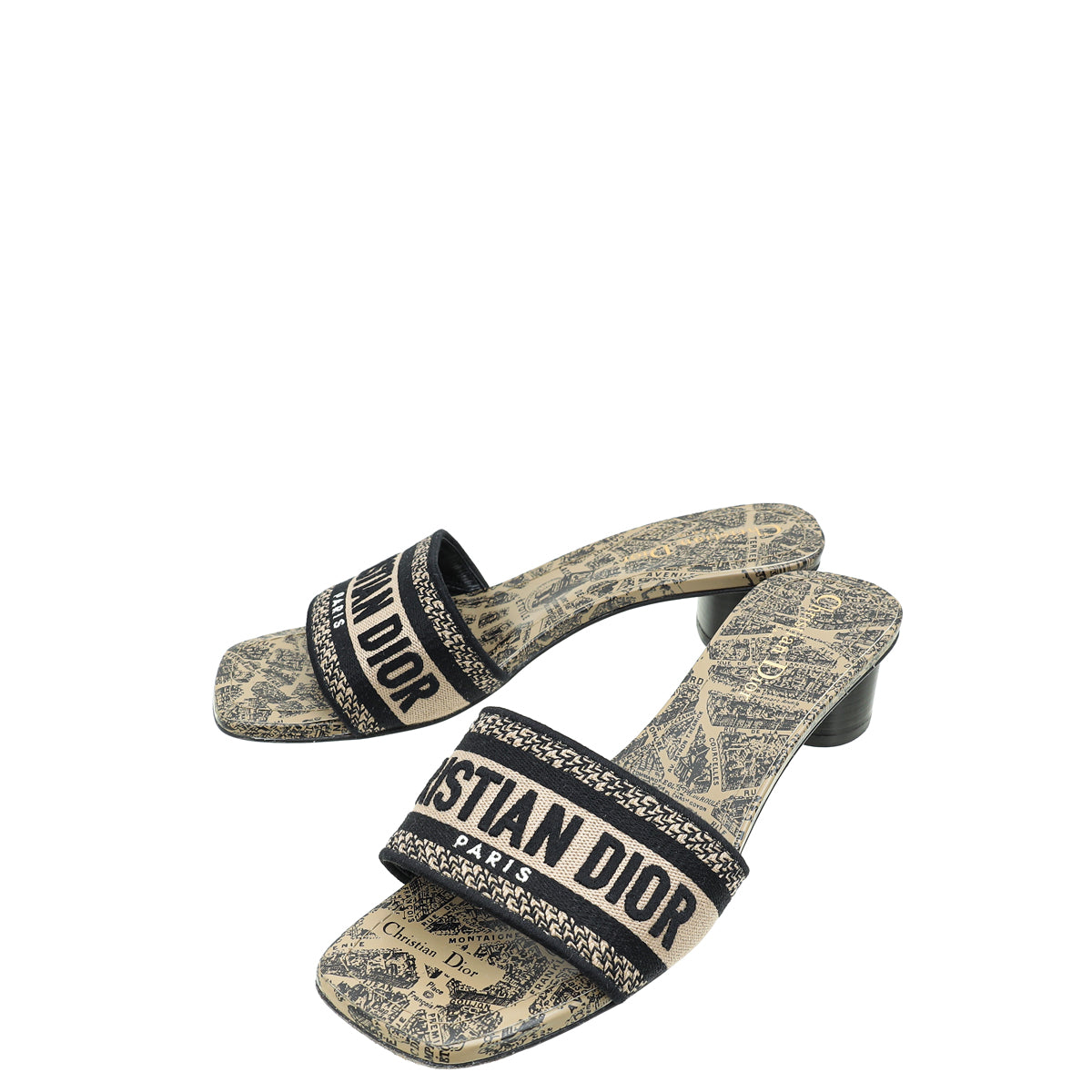 Christian Dior Plan De Paris Motif Dway Embroidered Mules 37.5-Christian Dior-THE CLOSET