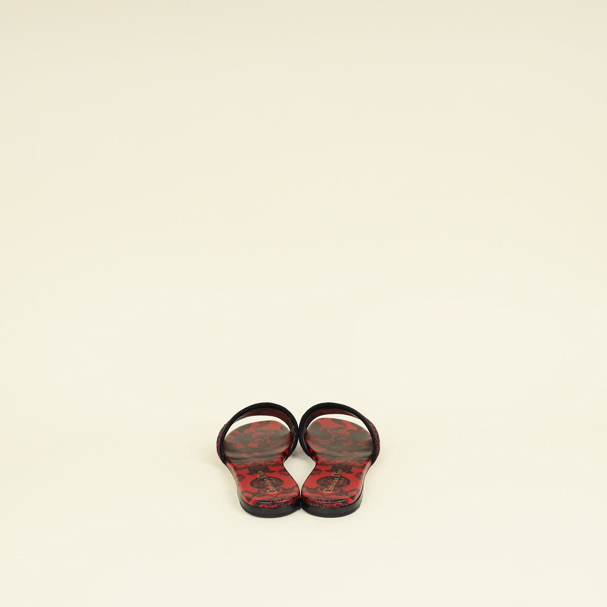 Christian Dior Bicolor Bandana Embroidered Dway Slide Sandal 37