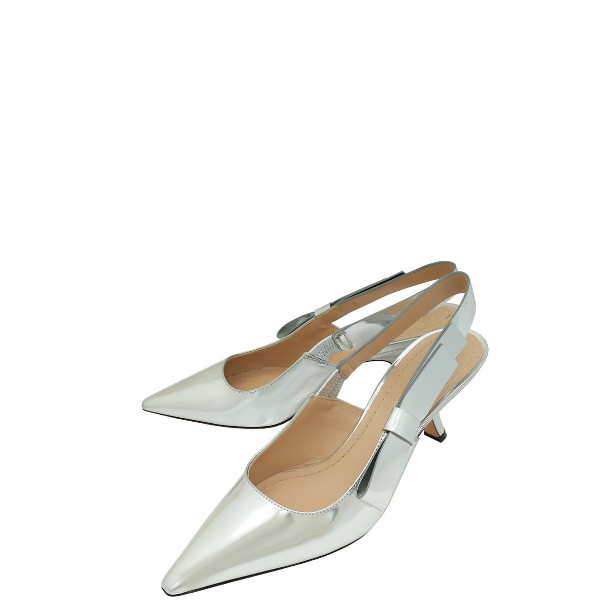 Christian Dior Metallic Silver J'Adior Slingback Pumps 37-Christian Dior-THE CLOSET