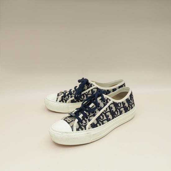 Christian Dior Navy Blue Oblique Oblique Walk N' Dior Low Top Sneaker 37