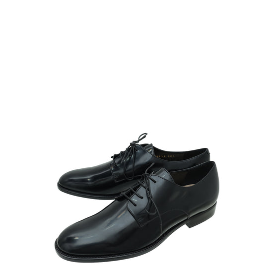 Christian Dior Black Polished Derby Shoes 38.5