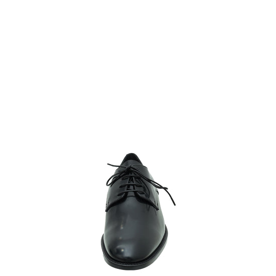 Christian Dior Black Polished Derby Shoes 38.5