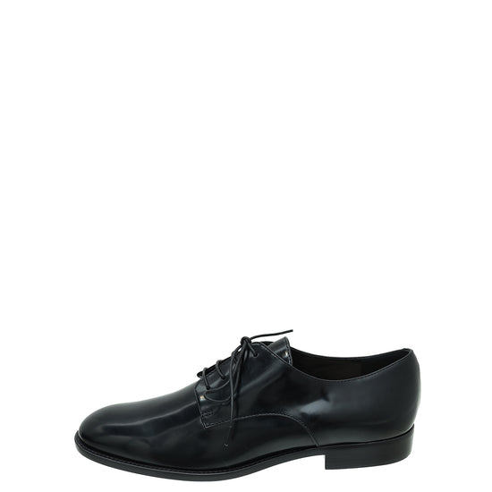 Christian Dior Black Polished Derby Shoes 38.5